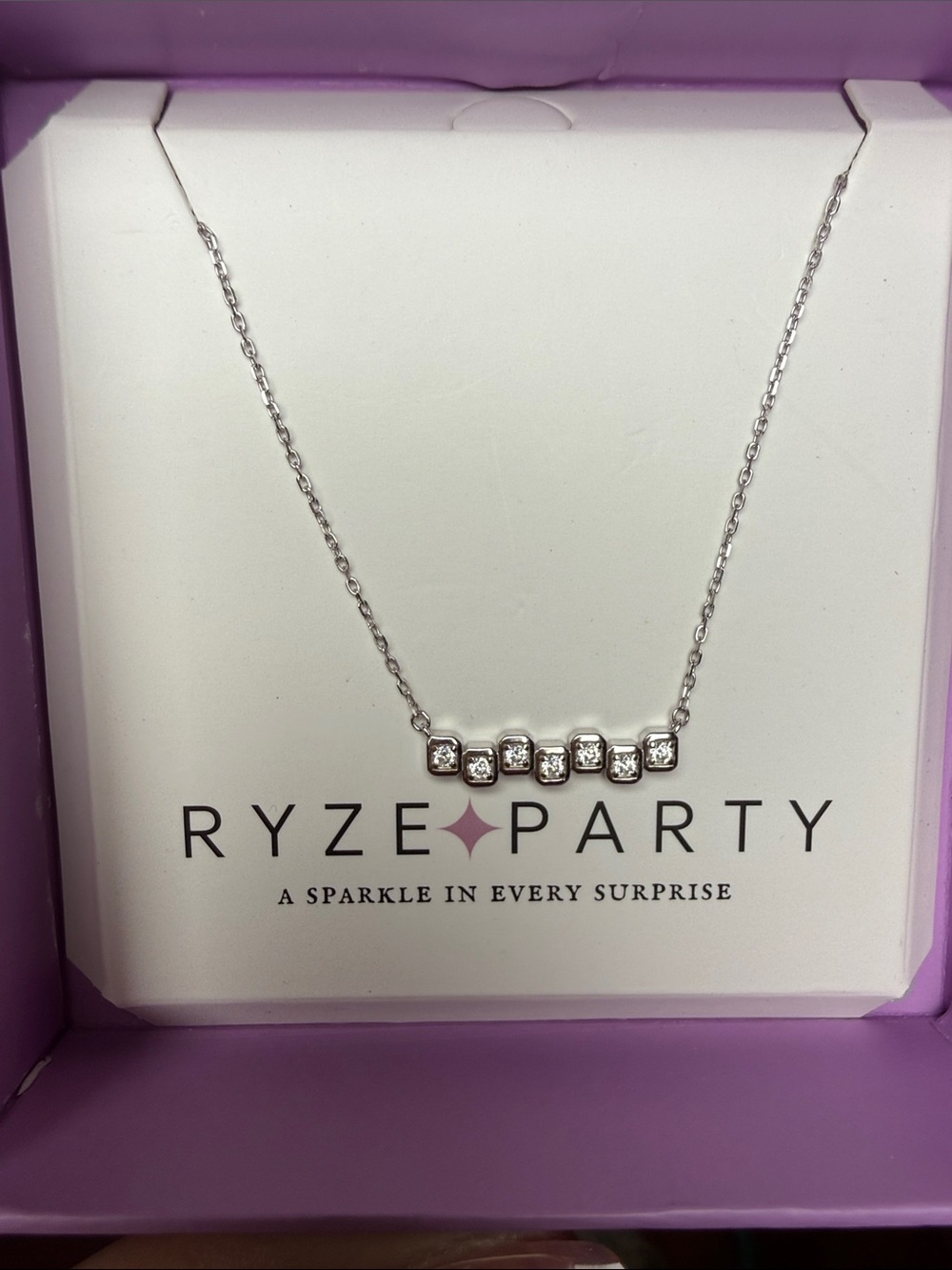 Silver Necklace with Pink Accents